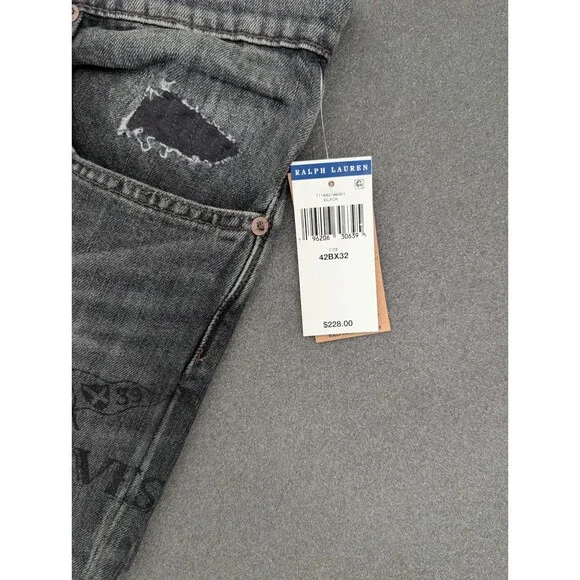 Polo Ralph Lauren “The Varick Slim” Men’s 42x32 Patchwork Graphic Jeans NWT - Picture 9 of 15